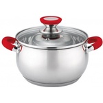 Voltz Тенджера Oliver Voltz OV51210N26, 26 см, 7.7 л, Индукция, Силиконови дръжки, Инокс/червен (OV51210N26 red)