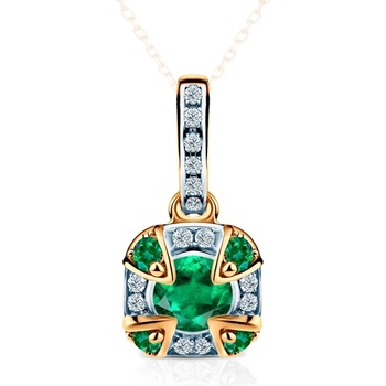 SAVICKI Висулка Rosavine: двуцветно злато, смарагди, диаманти