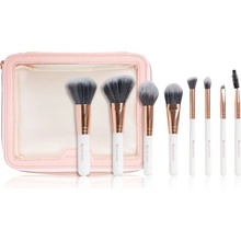 Brushworks Exclusive Makeup Brush and Bag Set kozmetická taška 1 ks + kontúrovací štetec 1 ks + štetec na lícenku 2 ks + štetec na make-up 1 ks + šikmý štetec na očné tiene 1 ks + guľatý štetec