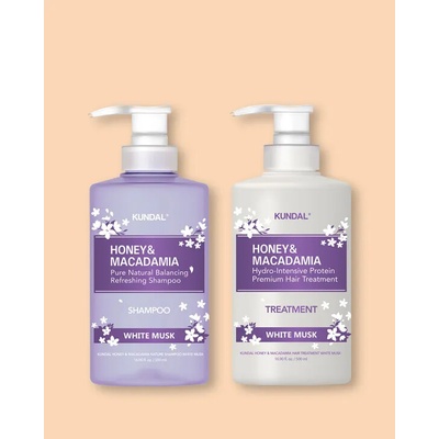 Kundal Med a Makadamia Honey & Macadamia Shampoo 500 ml + Treatment Set White Musk 500 ml
