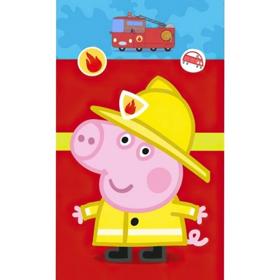 Carbotex Dětský ručník Prasátko Peppa motiv Hasič Tomík 30 x 50 cm
