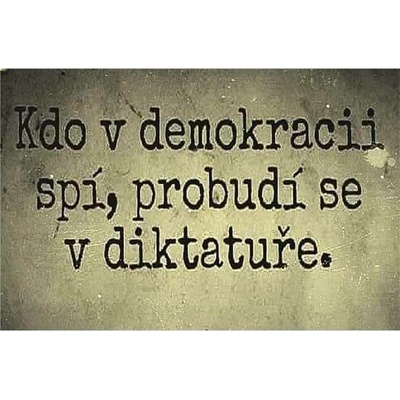 Kdo v demokracii spí, probudí se v diktatuře - ceduľa 30cm x 20cm Plechová tabuľa