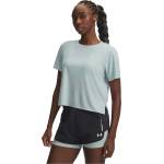 Under Armour Дамска фланелка с къс ръкав Under Armour Womens Explor Trail Run Short Sleeve Performance Top - Blue/Green