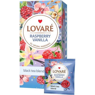 Lovare čierny porc. čaj Raspberry Vanilla 24 x 2 g