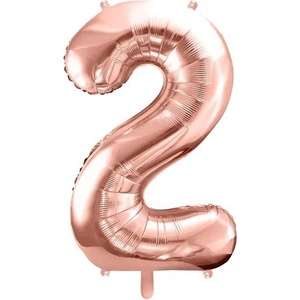 Party Deco Фолиев Балон Цифра, Розово Злато - 86см - 2 (fb1m-2-019r)