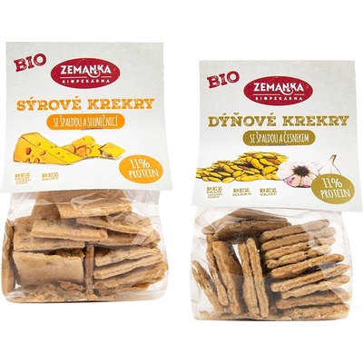 Biopekárna Zemanka Krekry BIO S tekvicovým semienkom a cesnakom 100 g