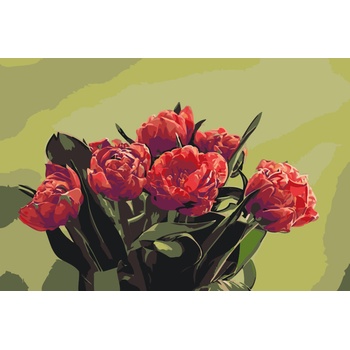 Vymalujsisam Maľovanie podľa čísiel Kytica červených tulipánov