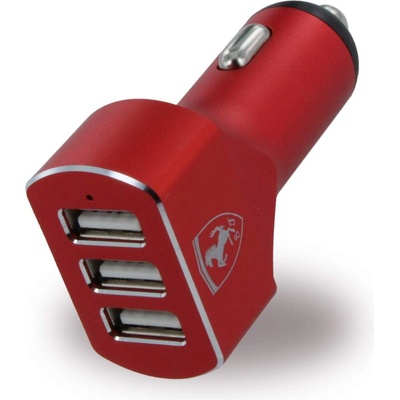 Ferrari 3 USB Car Charger - зарядно за кола с три USB изхода за мобилни устройства (червен)