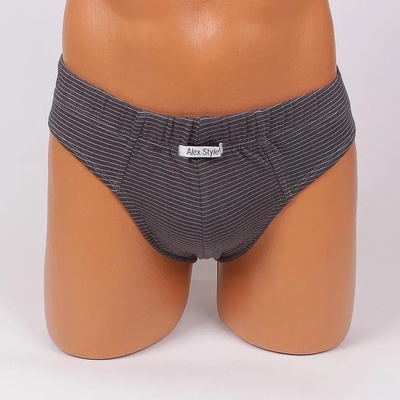 Мъжки памучен слип в графитено с бяло райе