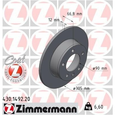 Brzdový kotúč ZIMMERMANN COAT Z 430.1492.20