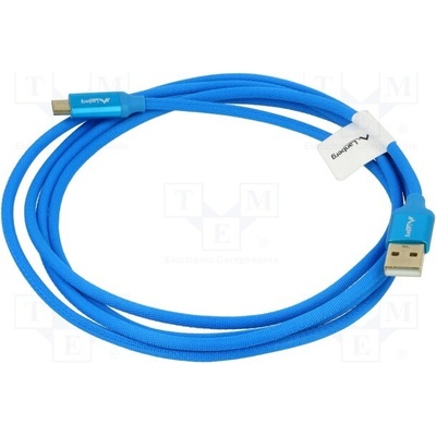 Lanberg CA-USBM-20CU-0018-BL USB 2.0, USB A vidlice,USB B micro vidlice, zlacený, 1,8m