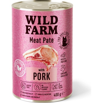 WILD FARM Пастет със свинско месо 400 г - безглутенова храна за котки