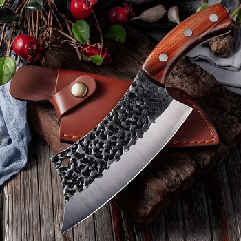 HARAHU Кухненски нож за рязане ma-14011 - Кафяв / С калъф kp14011 (ma-14011)