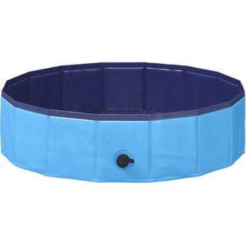 vidaXL Сгъваем плувен басейн за кучета Синьо 80 x 80 x 20 cm ПВЦ (3416320)