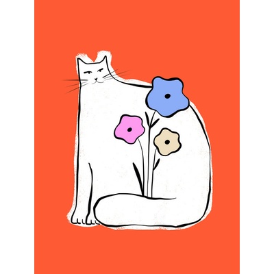 Plagát, Obraz - Whimsical Cat Blooms, Dominique Vari, 30 × 40 cm
