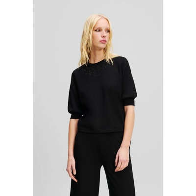 Karl Lagerfeld Orchid Embroidery Sweatshirt Black