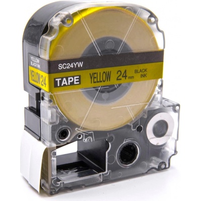 Epson LC-6YBP, SC24YW, 24mm x 8m, čierna tlač / žltý podklad, kompatibilná páska