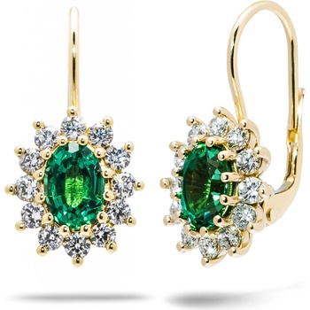 Blink-Blink Smaragdové náušnice zo žltého zlata s briliantami 3270ZSRB