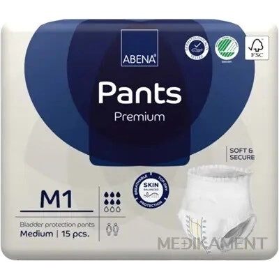 ABENA Pants Premium M1 navl. plienkové nohavičky boky 80-110 cm savosť 1400 ml 15 ks