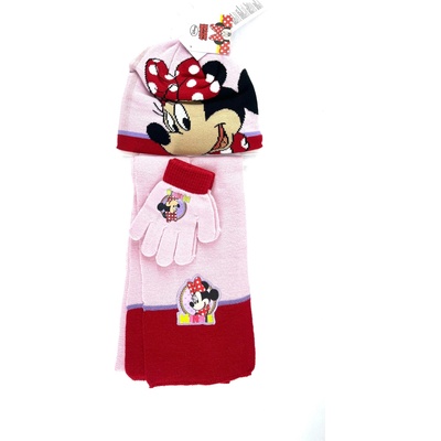 Hřejivý zimní set Disney Minnie Mouse čepice rukavice a šála růžový
