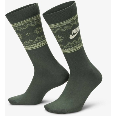Nike ponožky Golf NK ESS CRW 1PR-200 FAIR ISLE VINTAGE GREEN/OIL GREEN/COCONUT MILK