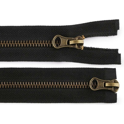 Zip staromosazný No 5 dělitelný 2 jezdce / dvoucestný 90 cm - černá