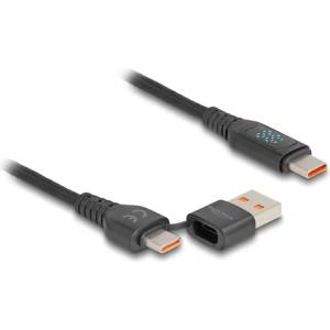 Delock USB 2.0 бързо зареждащ кабел Type-C + Type-A към Type-C PD 3.1 140W 1, 2м (88137)