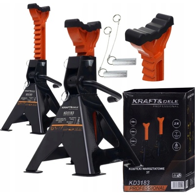 Kraft&Dele Podpěra pod auto 3 t 2 ks + pryžové podložky KD3183