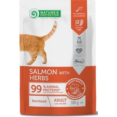 Nature's Protection Cat adult sterilised salmon & herbs 100 g