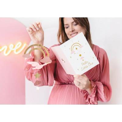 KAZ1 Party Deco Pohľadnica s príveskom - Hello Little One, 14x20cm Ružová