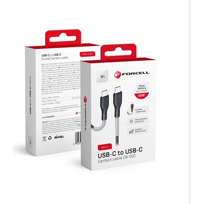 Forcell CB-02C Carbon USB-C / USB-C 3.0 QC Power Delivery PD60W, 1m
