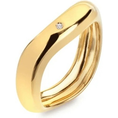Hot Diamonds Pozlátený vlnitý prsteň s diamantom Fiji DR319