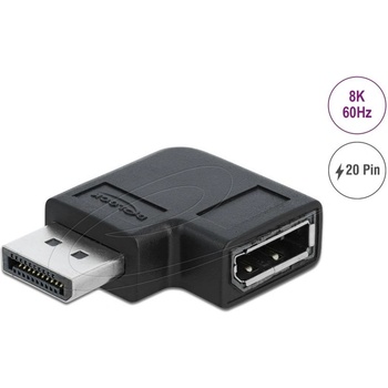 Delock Адаптер Delock 90° DisplayPort 1.4 , 20 pin мъжко (male) към DisplayPort 1.4 20 pin женско (female), 8К 7680 x 4320 @ 60 Hz with DSC support (DELOCK-66296)