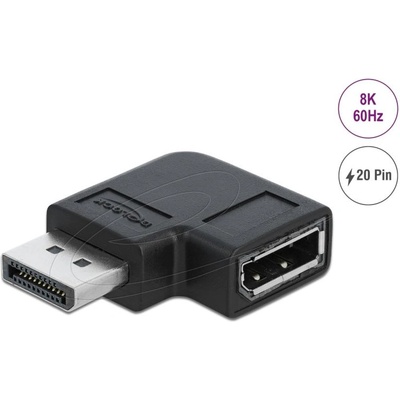 Delock Адаптер Delock 90° DisplayPort 1.4 , 20 pin мъжко (male) към DisplayPort 1.4 20 pin женско (female), 8К 7680 x 4320 @ 60 Hz with DSC support (DELOCK-66296)