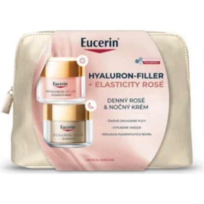 Eucerin Vianoce HYALURON-FILLER + ELASTICITY rosé denný krém 50 ml + nočný krém 50 ml