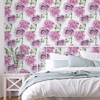 VaryPaper Pivoňka samolepicí Vintage růžová květinová tapeta 44,5cmx800cm Role Vinyl Paper