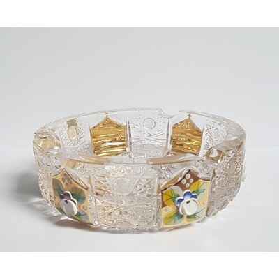 Bohemia Crystal luxusní broušený popelník zlacený 130 mm