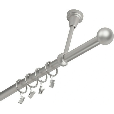 OK-GarnýžeCZ Garnýž kovová jednořadá 19mm Koule satina 170 cm do stropu / kroužky s žabkou