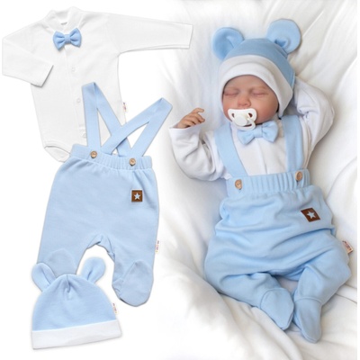 Bavlněná souprava Gentleman 3D, body polodupačky s láclem čepička modrá/bílá – Zbozi.Blesk.cz