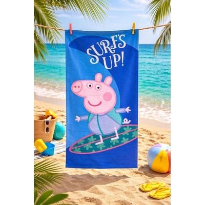 BrandMac dětská bavlněná osuška Peppa Pig surf modrá 70 x 140 cm