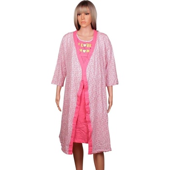 Комплект за кърмачки нощница и халат в розов корал с надпис
