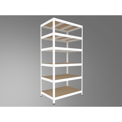Biedrax Regál do sklepa 35 x 120 x 270 cm, bílý, 6 polic MDF, nosnost 200 kg na polici