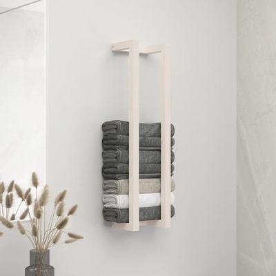 vidaXL Поставка за хавлии Бяло 23x18x90 см борово дърво масив (822398)