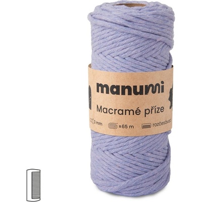 Manumi Macramé příze stáčená 3mm světle fialová - 1 ks