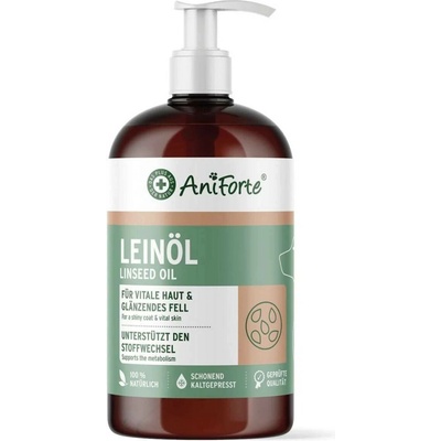 AniForte Lněný olej v přírodní za studena lisované kvalitě pro psy kočky a koně 500 ml