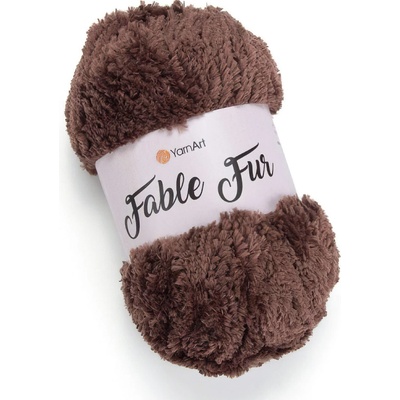 Pletací příze YarnArt FABLE FUR 986 tmavě hnědá, efektní, 100g/100m