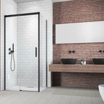 Radaway Правоъгълна душ кабина с плъзгаща се врата Radaway Idea KDJ 100x70 см матово-прозрачно черно покритие лява (387040-54-01L+387048-54-01R)