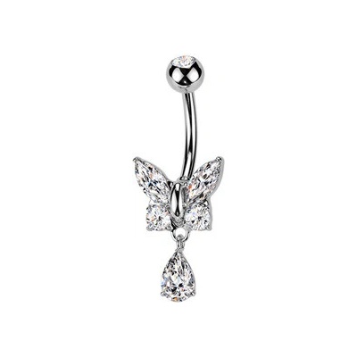 Šperky4U Piercing do pupíku motýlek WP0047-C