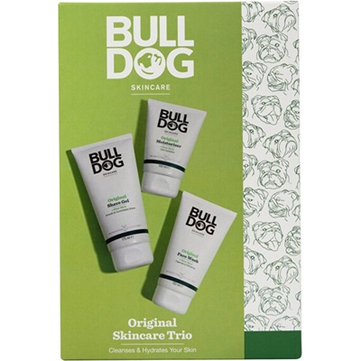 Bulldog Original čistiaci gél na tvár 150 ml + gél na holenie pre mužov 200 ml + hydratačný krém na tvár 100 ml
