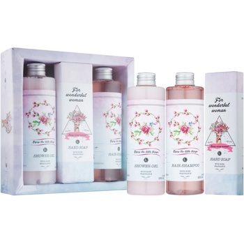 Bohemia Gifts & Cosmetics Rosarium sprchový gél 250 ml + šampón na vlasy 250 ml + mydlo na ruky 160 g darčeková sada